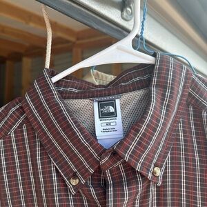 The North Face Red and Black Casual Button Down Shirt